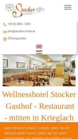 Vorschau der mobilen Webseite stockers-hotel.at, Gasthof und Wellnesshotel Stocker