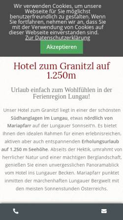 Vorschau der mobilen Webseite www.granitzl.at, Berggasthof - Hotel Zum Granitzl