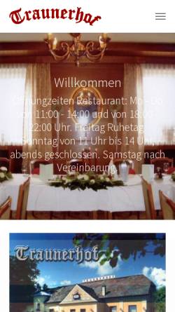 Vorschau der mobilen Webseite www.traunerhof.at, Hotel - Restaurant Traunerhof