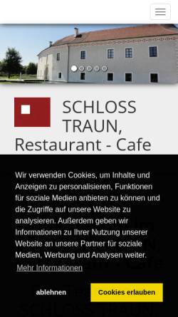 Vorschau der mobilen Webseite www.schlosstraun.at, Schloss Cafe Restaurant