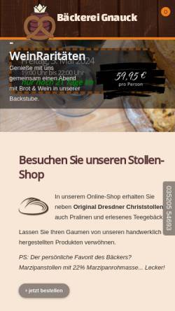 Vorschau der mobilen Webseite www.konditorei-gnauck.de, Bäckerei & Konditorei Gnauck