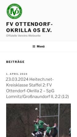 Vorschau der mobilen Webseite www.fv-o.de, FV Ottendorf-Okrilla 05