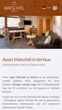 Vorschau der mobilen Webseite www.breila-serfaus.at, Hotel Garni Matschöl und Appartements Breila