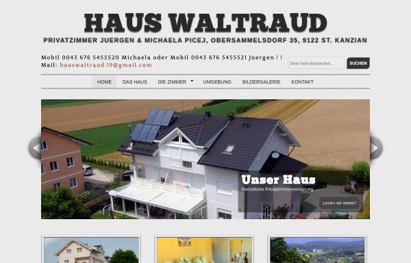 Vorschau von www.haus-waltraud.at, Pension Waltraud Picej am Turnersee