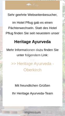 Vorschau der mobilen Webseite www.pflug-oberkirch.de, Hotel Restaurant Pflug GmbH