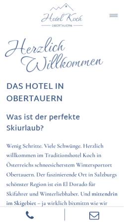 Vorschau der mobilen Webseite www.kochobertauern.at, Alpengasthof Koch