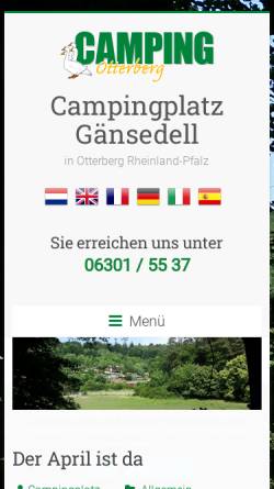 Vorschau der mobilen Webseite www.camping-otterberg.de, Campingplatz Gänsedell