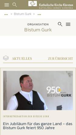 Vorschau der mobilen Webseite www.kath-kirche-kaernten.at, Bistum Gurk, Forst- und Gutsdirektion