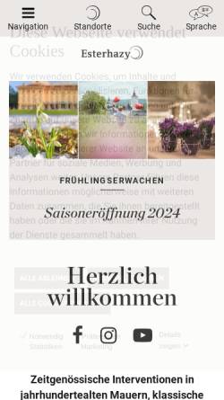 Vorschau der mobilen Webseite esterhazy.at, Fürst Esterházy'sche Privatstiftung Schloss Eisenstadt