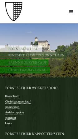 Vorschau der mobilen Webseite www.atf.at, Traun'sche Forstverwaltungen Rappottenstein und Wolkersdorf