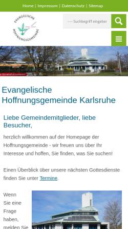Vorschau der mobilen Webseite www.hoffnungsgemeinde-karlsruhe.de, Evangelische Hoffnungsgemeinde