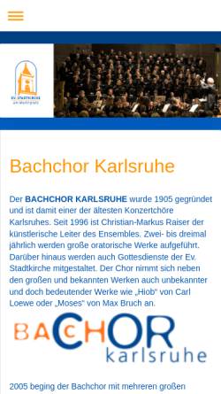 Vorschau der mobilen Webseite www.bachchorkarlsruhe.de, Bachchor mit CoroPiccolo