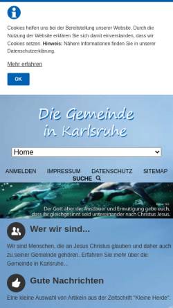 Vorschau der mobilen Webseite gemeinde-karlsruhe.de, Die Gemeinde in Karlsruhe