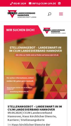 Vorschau der mobilen Webseite www.cvjm-landesverband-hannover.de, CVJM Landesverband Hannover e.V.