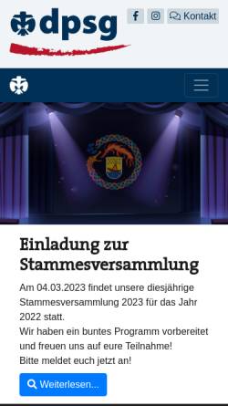 Vorschau der mobilen Webseite stamm-sugambrer.de, Deutsche Pfadfinderschaft Sankt Georg (DPSG) - Stamm Sugambrer