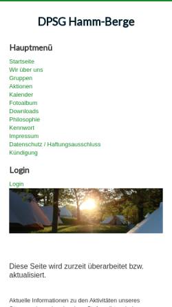 Vorschau der mobilen Webseite www.dpsg-hamm-berge.de, Deutsche Pfadfinderschaft Sankt Georg (DPSG) - Stamm Hamm-Berge