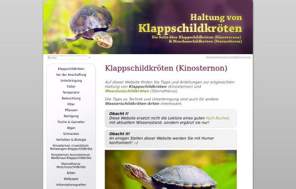 Vorschau von www.klappschildkroete.de, Haltung von Klappschildkröten (Kinosternon)