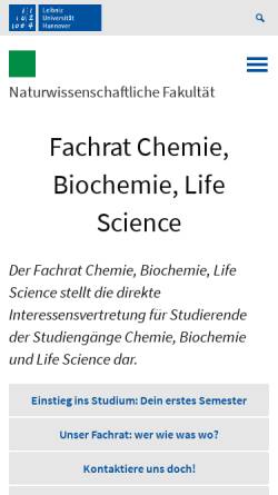 Vorschau der mobilen Webseite tnt.nawi.uni-hannover.de, Fachrat Chemie/Biochemie/Life Science