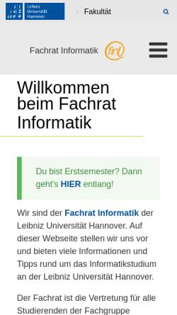 Vorschau der mobilen Webseite www.finf.uni-hannover.de, Fachrat Informatik