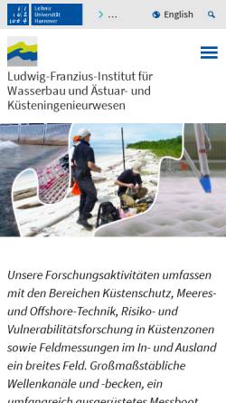 Vorschau der mobilen Webseite www.fi.uni-hannover.de, Franzius-Institut für Wasserbau und Küsteningenieurwesen