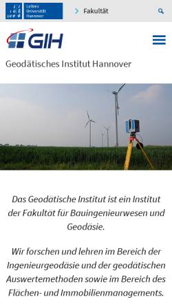Vorschau der mobilen Webseite www.gih.uni-hannover.de, Geodätisches Institut
