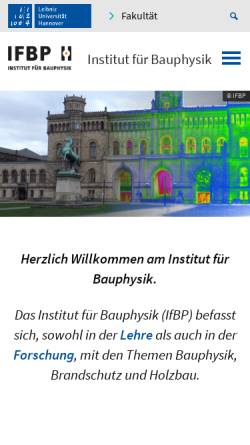 Vorschau der mobilen Webseite www.ifbp.uni-hannover.de, Institut für Bauphysik