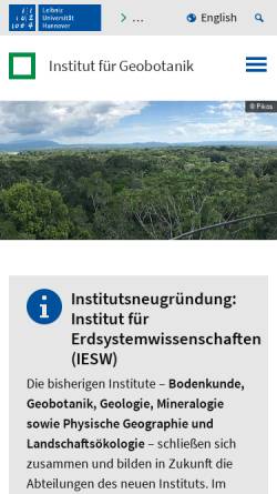 Vorschau der mobilen Webseite www.geobotanik.uni-hannover.de, Institut für Geobotanik