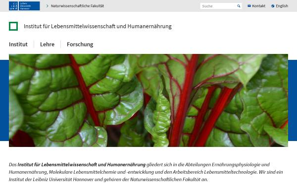 Vorschau von www.lw.uni-hannover.de, Institut für Lebensmittelwissenschaft und Ökotrophologie