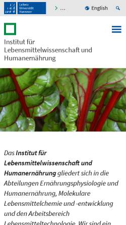 Vorschau der mobilen Webseite www.lw.uni-hannover.de, Institut für Lebensmittelwissenschaft und Ökotrophologie