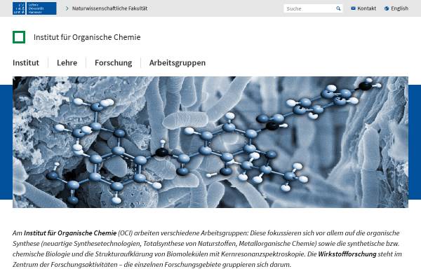 Vorschau von www.oci.uni-hannover.de, Institut für Organische Chemie