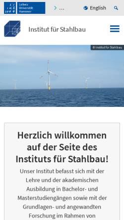 Vorschau der mobilen Webseite www.stahlbau.uni-hannover.de, Institut für Stahlbau