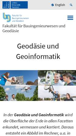 Vorschau der mobilen Webseite www.vermessung.uni-hannover.de, Studiengang Geodäsie und Geoinformatik