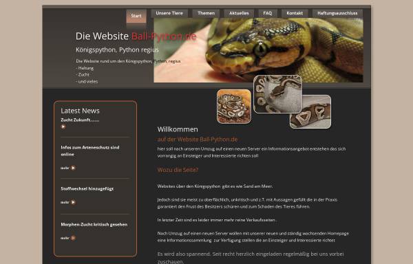 Vorschau von www.ball-python.de, Die Website um den Königspython