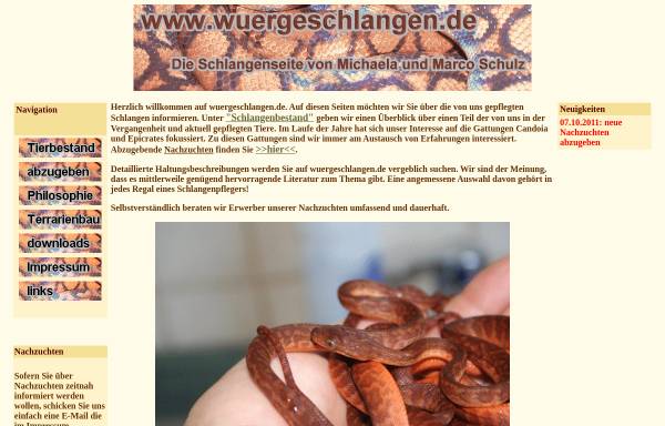 Vorschau von www.wuergeschlangen.de, Würgeschlangen-Seite