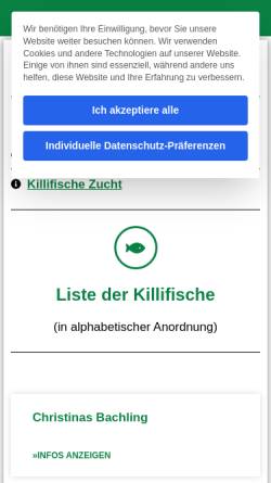Vorschau der mobilen Webseite www.fische-killifische.de, Killifische auf 300 Fotos