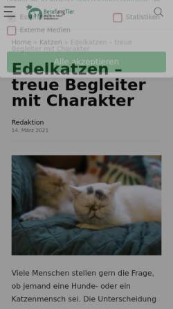 Vorschau der mobilen Webseite www.riegers-edelkatzen.de, Edelkatzen vom Haimhauser Schloss