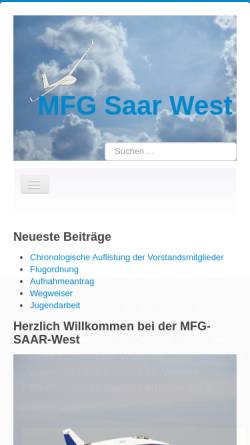 Vorschau der mobilen Webseite www.mfg-saar-west.de, Modell Flug Gruppe Saar-West e.V.