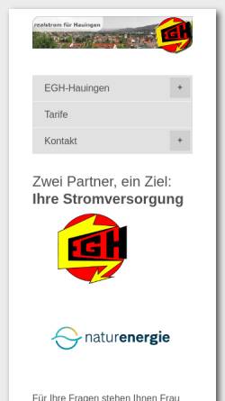 Vorschau der mobilen Webseite www.egh-hauingen.de, EGH Elektrizitäts-Genossenschaft Hauingen e.G.