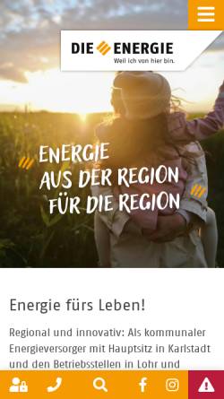 Vorschau der mobilen Webseite www.die-energie.de, Energieversorgung Lohr-Karlstadt und Umgebung GmbH
