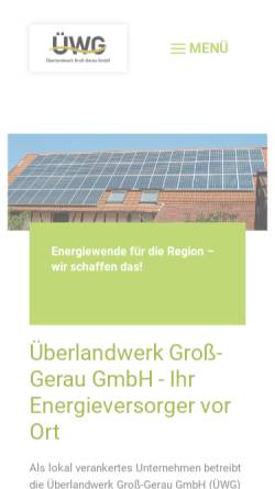 Vorschau der mobilen Webseite www.uewg.de, Überlandwerk Groß Gerau