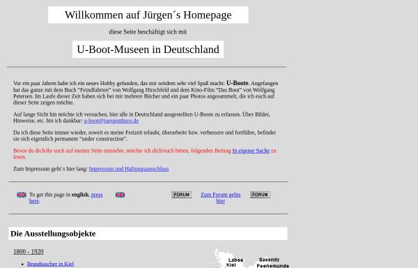 Vorschau von www.juergenthuro.de, Liste der U-Boot Museen