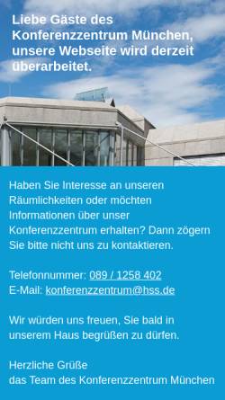 Vorschau der mobilen Webseite www.konferenzzentrummuenchen.de, Konferenzzentrum München der Hanns-Seidel-Stiftung e.V.