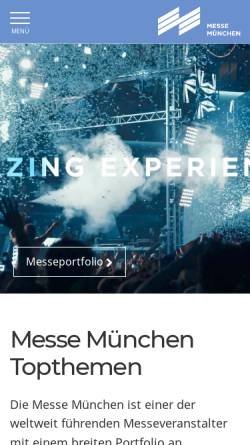 Vorschau der mobilen Webseite messe-muenchen.de, Messe München International