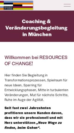 Vorschau der mobilen Webseite www.resourcesofchange.de, Resources of Change Institut
