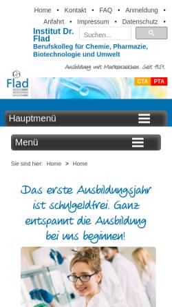 Vorschau der mobilen Webseite www.chf.de, Institut Dr. Flad