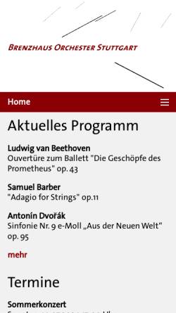 Vorschau der mobilen Webseite brenzhaus-orchester.de, Brenzhaus Kammerorchester Stuttgart