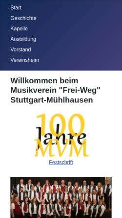 Vorschau der mobilen Webseite www.musikverein-stuttgart-muehlhausen.de, Musikverein 