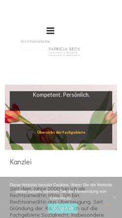 Vorschau der mobilen Webseite patricia-beck.de, Anwaltskanzlei Patricia Beck