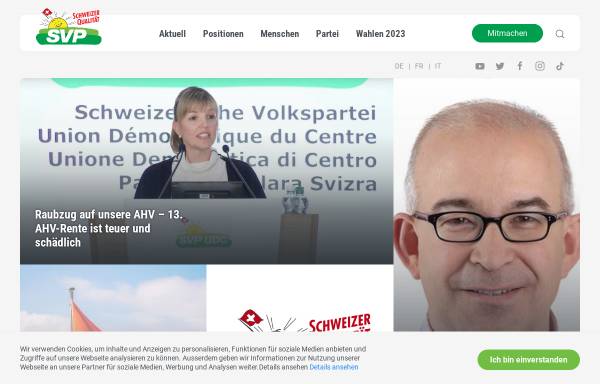 Vorschau von www.svp.ch, Schweizerische Volkspartei (SVP)