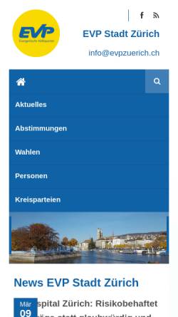 Vorschau der mobilen Webseite www.evpzuerich.ch, EVP Stadt Zürich